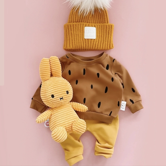 Ole designs modern pullover with spots in cinnamon brown size 5/6 - Picture 7 of 9